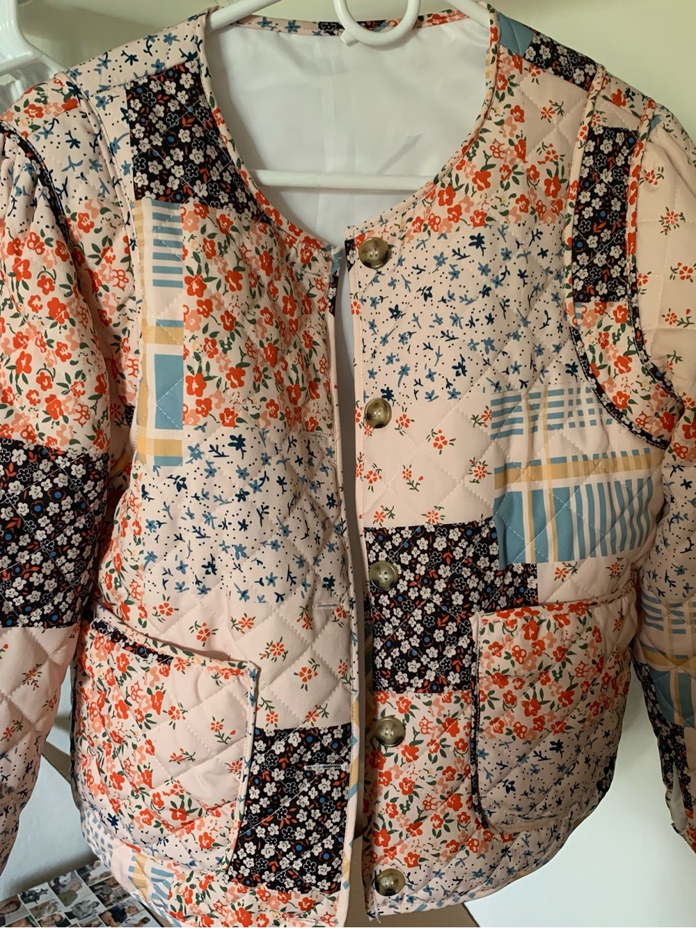 Quilted Patchwork Floral Jacket - Pink Multi